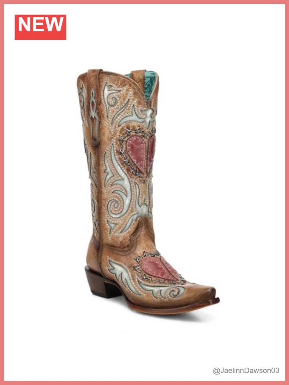 Leather Cowhide Snip Toe Western Cowboy Boots Mid-Calf Pull-On